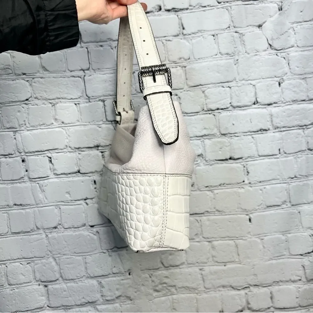 Vince Camuto Thistle Embossed Leather Slouchy Hobo Bag Chic Quiet Luxury